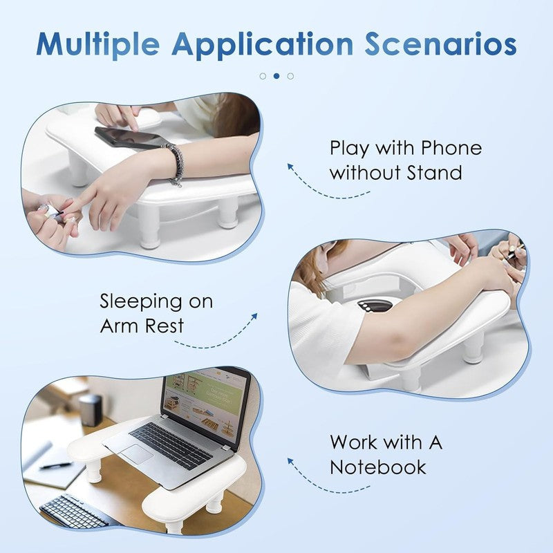 Adjustable U Shaped Manicure Arm Rest   White PU Leather for Nail Techs2