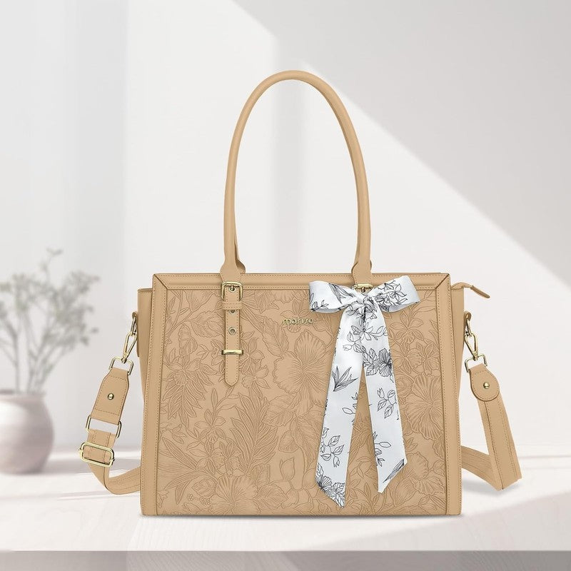 Women Laptop Tote Bag 17–17.3 Inch Waterproof PU Leather Shoulder Bag Antique Gr4