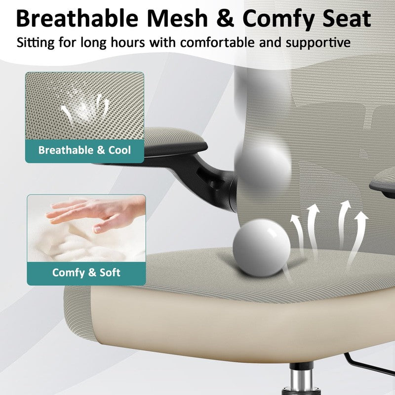 Office Chair, Ergonomic Desk Chair with Adjustable Lumbar Support, High Back Mes4