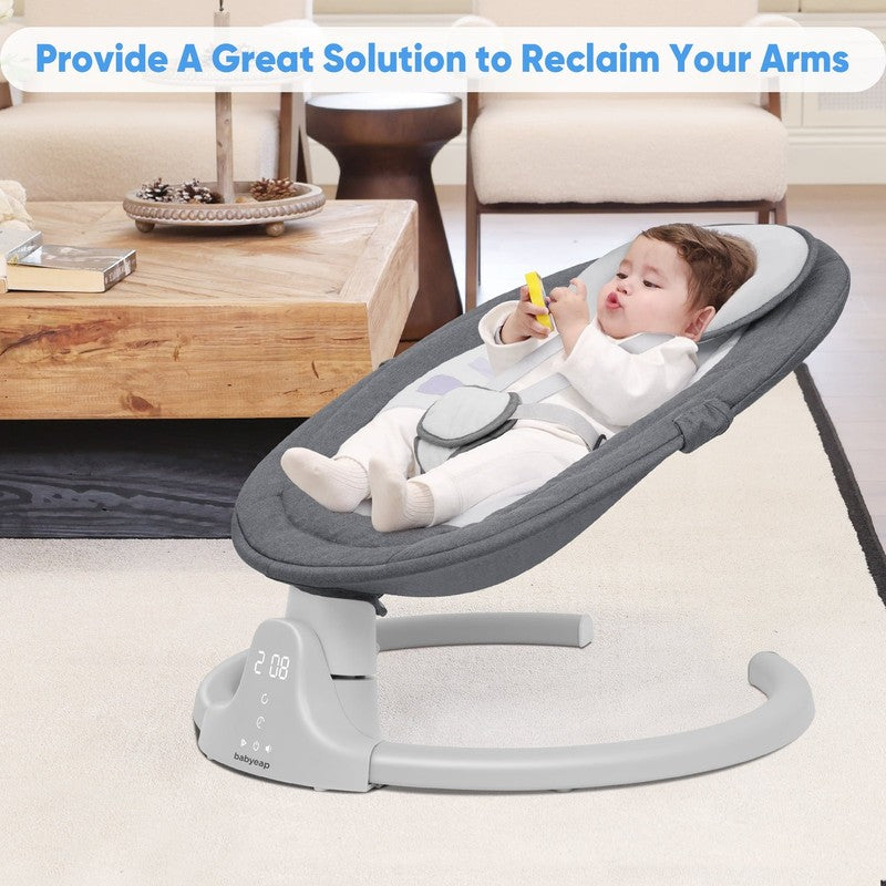 Baby Swing for Infants Motorized Swing w/ Music Speaker Remote Control Gray4