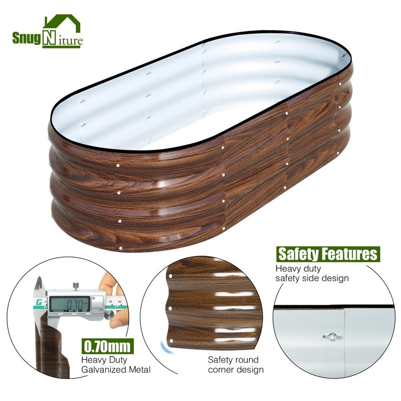 Galvanized Raised Garden Bed Outdoor, 3Pcs 4X2X1Ft Metal Planter Box, Brown3