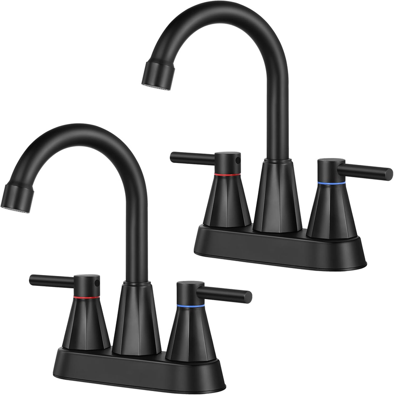 4 Inches Bathroom Faucet for 3 Hole,2-Handle Matte Black Bathroom Sink Faucets w8