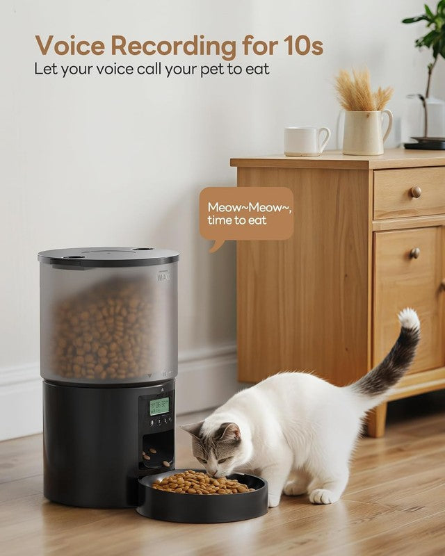 Automatic Cat Feeder 4L, Timed Food Dispenser with Voice Recorder for Small Dogs4