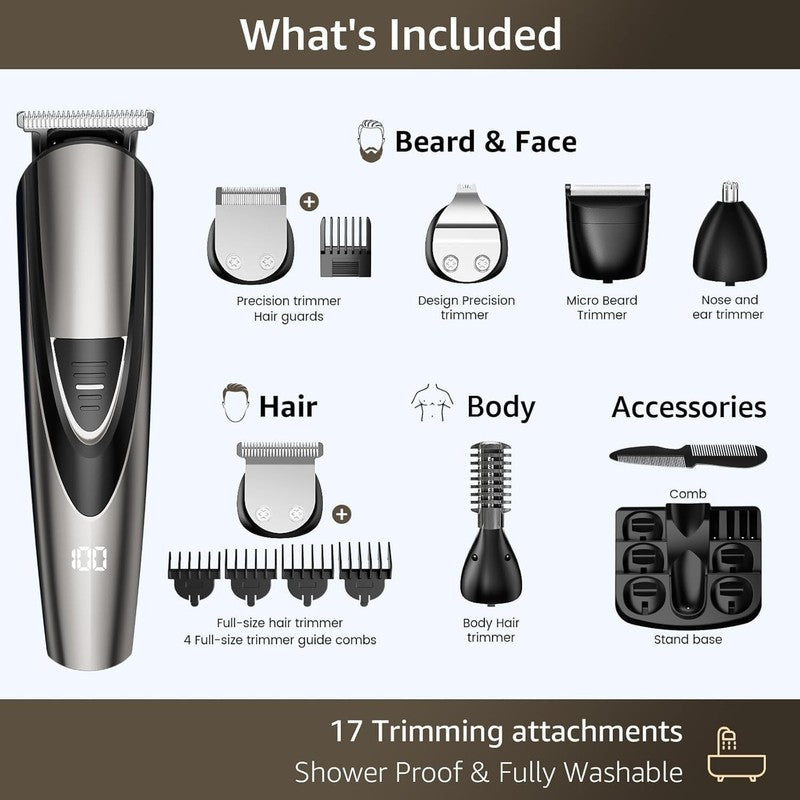 16-in-1 Electric Beard Trimmer for Men - Cordless Grooming Kit5