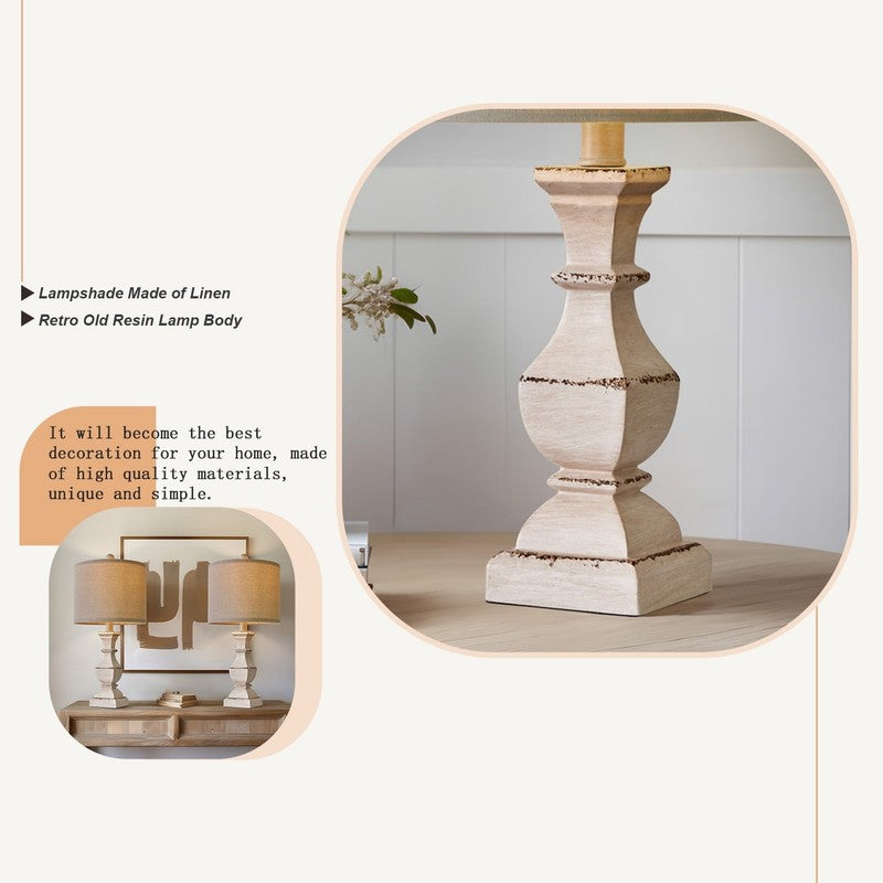 Set of 2 20.5" Retro Table Lamps Resin Traditional for Bedroom & Living Room7