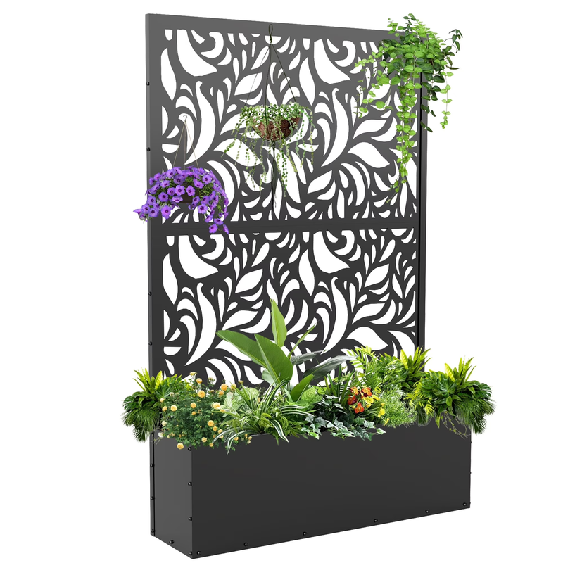 71" H Metal Planter with Trellis, Outdoor Raised Garden Bed for Climbing Plants,10