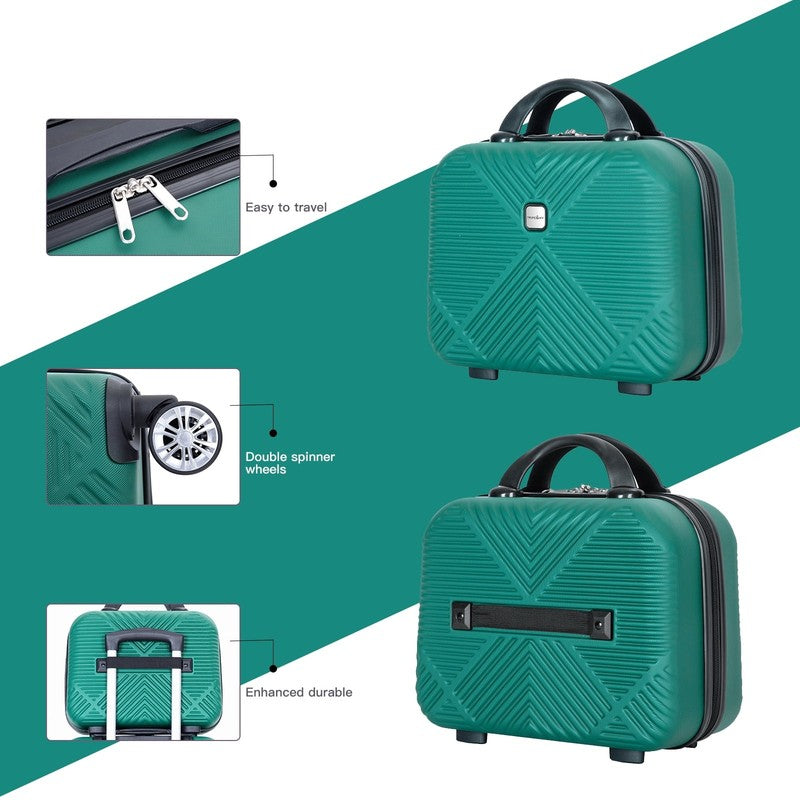 2 Piece Luggage Set Hardside Spinner Wheels Carry On Suitcase Dark Green4