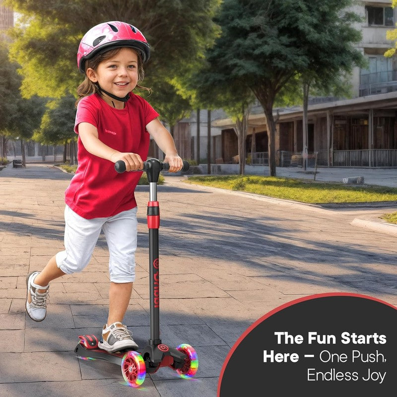 3 Wheel Kids Scooter Lean to Steer Adjustable Handlebar Anti Slip Deck Black/Red1