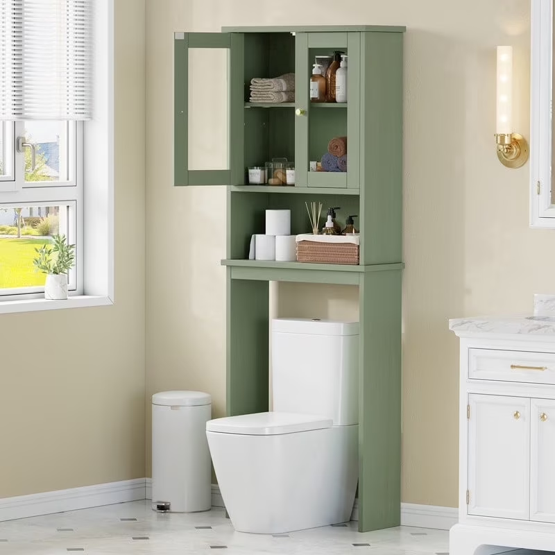 over the Toilet Storage Cabinet Bathroom Shelves Organizer Space Saver Freestand0