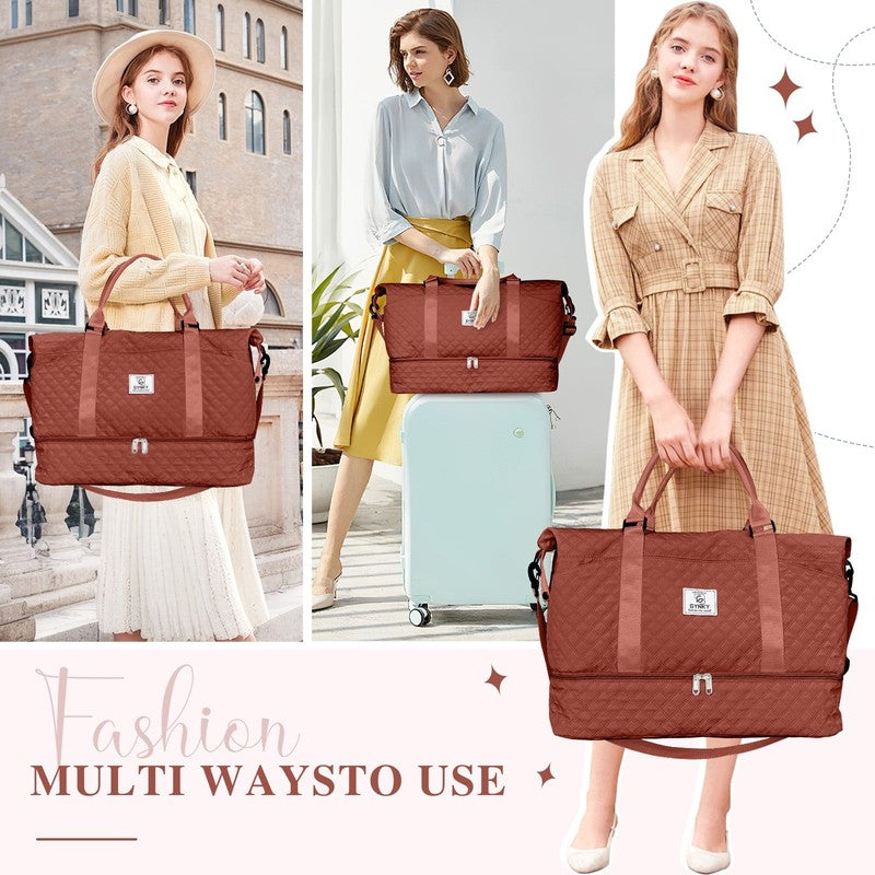 Travel Duffle Bag Weekender Bags for Women with Shoe Compartment Carry on Overni7