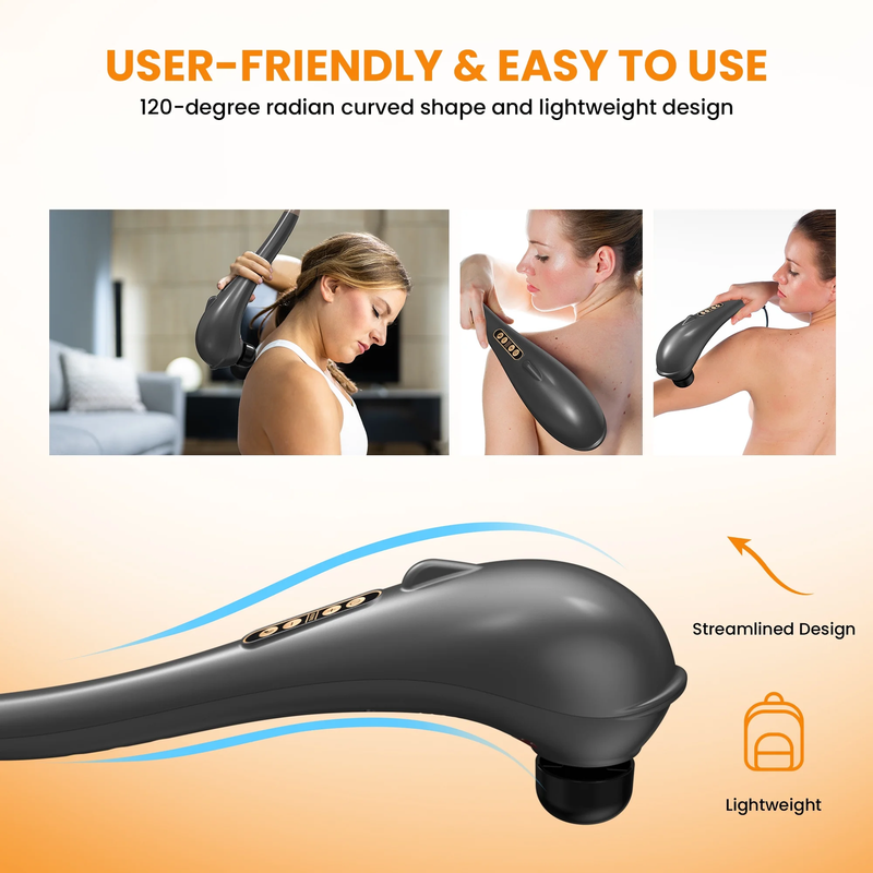 Rechargeable Handheld Massager, Corded Deep Tissue Shiatsu Massager for Neck, Ba8