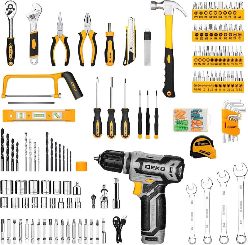 12V Cordless Drill Tool Kit Box Home Repair Combo Set w Organizer Case2