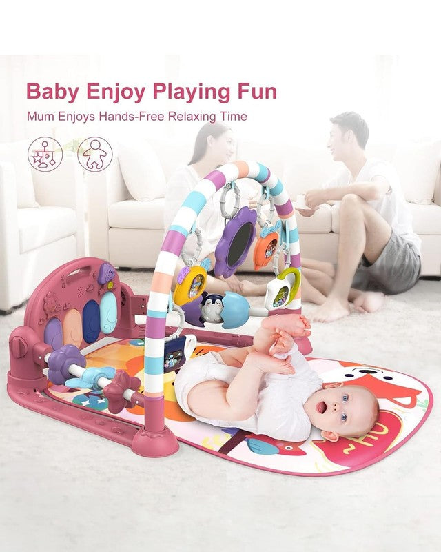 Baby Play Mat Gym w/ Piano Music Lights 5 Toys Tummy Time Pink3