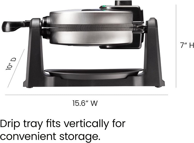 Rotating Belgian Waffle Maker 180° Flip Nonstick Timer Lock Lid SS Black8