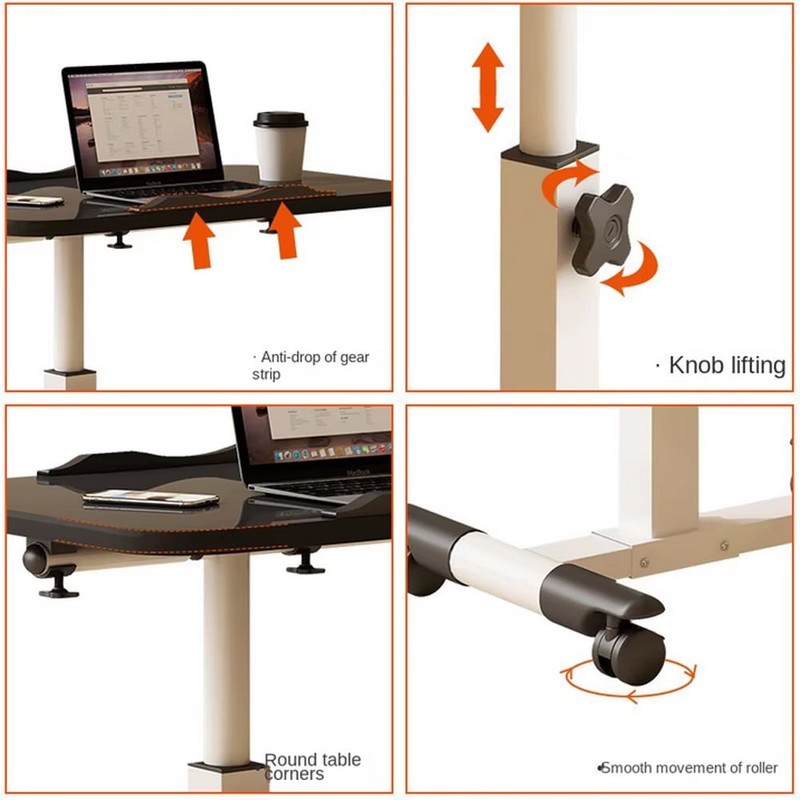 Home Medical Overbed Table, Hospital Bedside Table with Tilting Desktop and Whee8