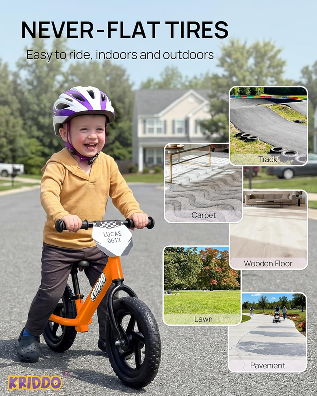 Toddler Balance Bike 12 Inch 18M-5Y Push Bike Custom Plate Orange Kids5
