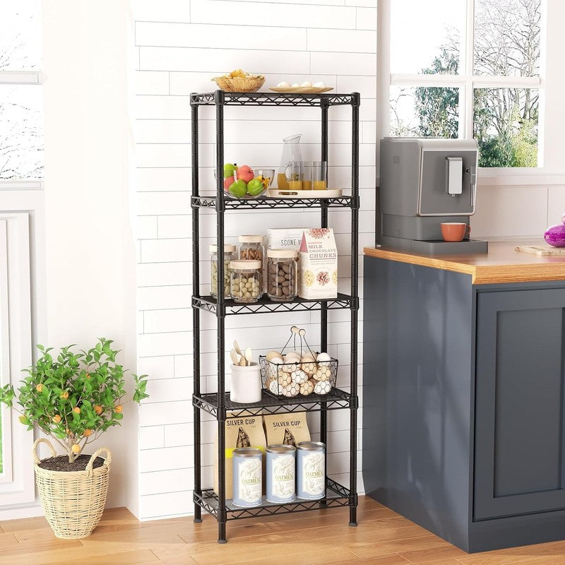 Adjustable 5 Tier Metal Wire Shelving Unit for Kitchen, Closet, Bathroom, Black1