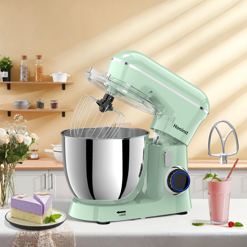 6.5QT Stand Mixer 10 Speed Tilt Head Kitchen Mixer Light Green Baking Tool5
