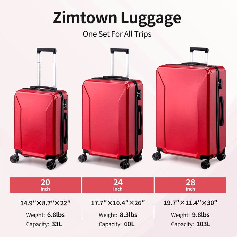 3-Piece Luggage Set with 8 Packing Cubes, Hard Shell Suitcases with Spinner Whee1