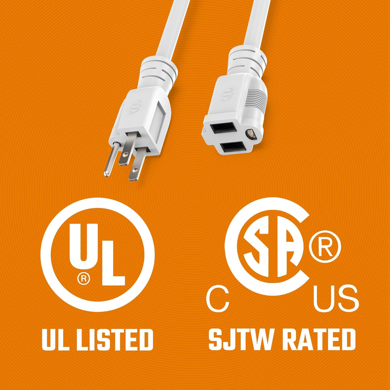 Outdoor Extension Cord Waterproof 10 Ft, White, Indoor, Outdoor Power Cord, Heav5