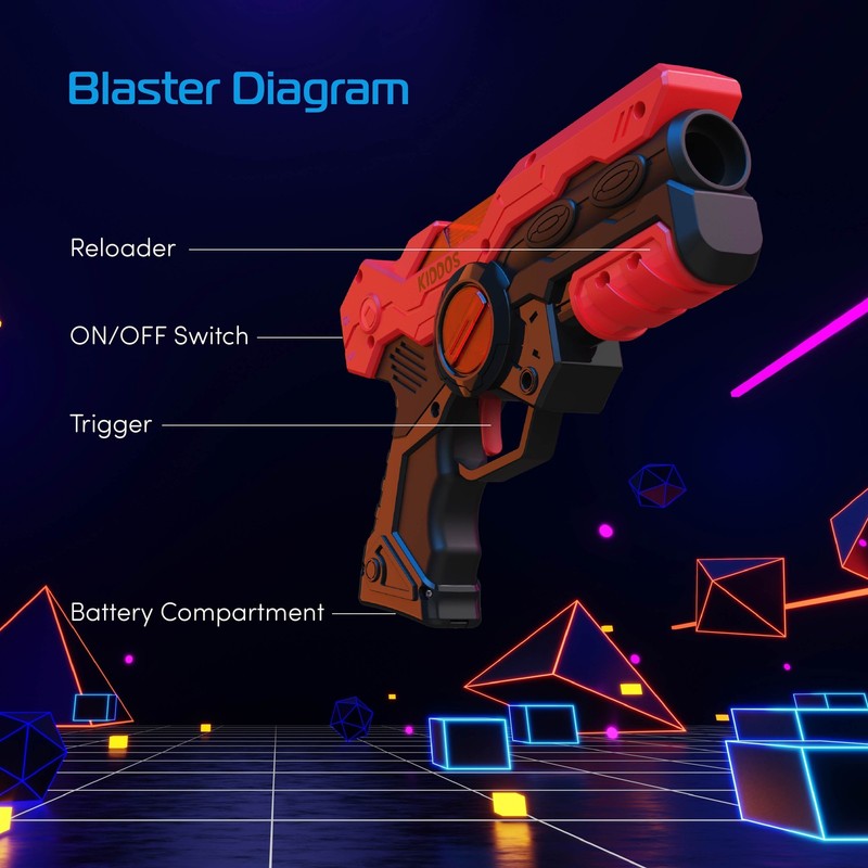 Laser Tag Blasters Set of 4 w/ Guns & Chest Plates Battery Powered Blue Red4