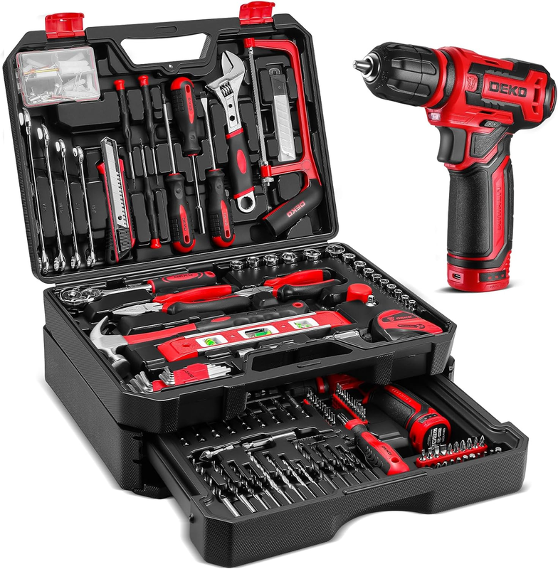 12V Cordless Drill Tool Kit Red Home Repair Hand Drill Set for DIY & Home9