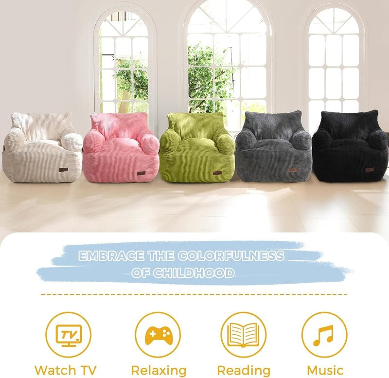 Kids Bean Bag Chair Toddler Sofa w Filler Pocket Floor Chair Gaming Green3