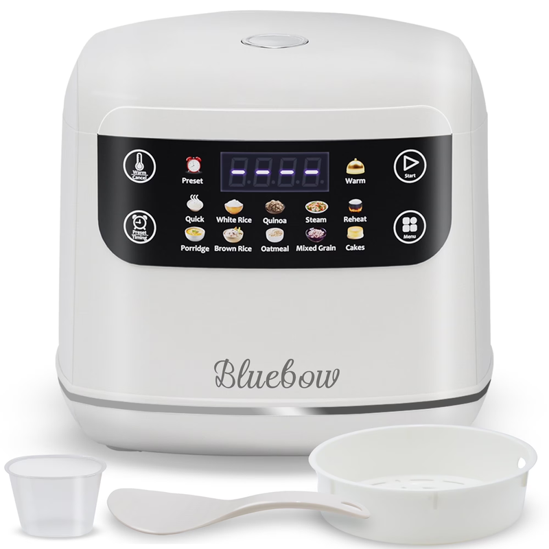 Digital Rice Cooker, 6 Cup/2.1Qt Small Rice Maker, 10 Presets, 24 Hour Delay Tim0