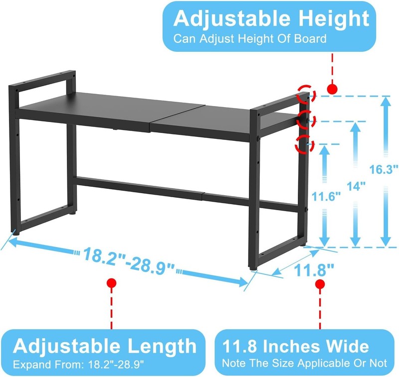 Expandable Metal Storage Shelves Heavy Duty 110lb Adjustable Kitchen Rack1