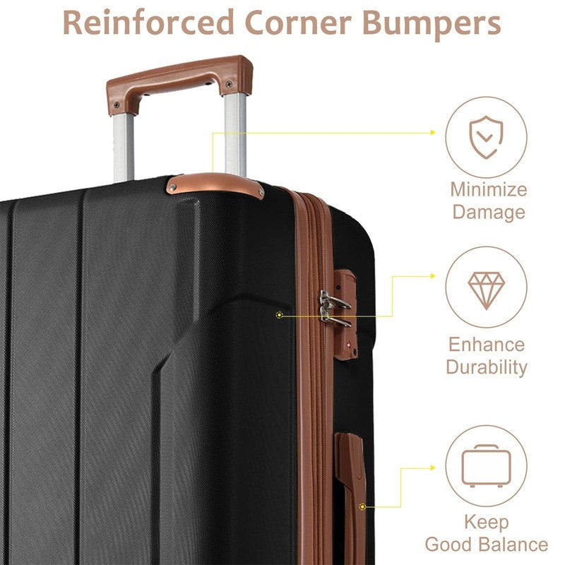 24" Checked Luggage 65L Hardshell Suitcase TSA Lock Spinner Wheels3