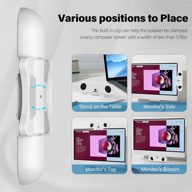 Computer Speaker for Desktop PC Monitor Loud Sound USB Volume Control White2