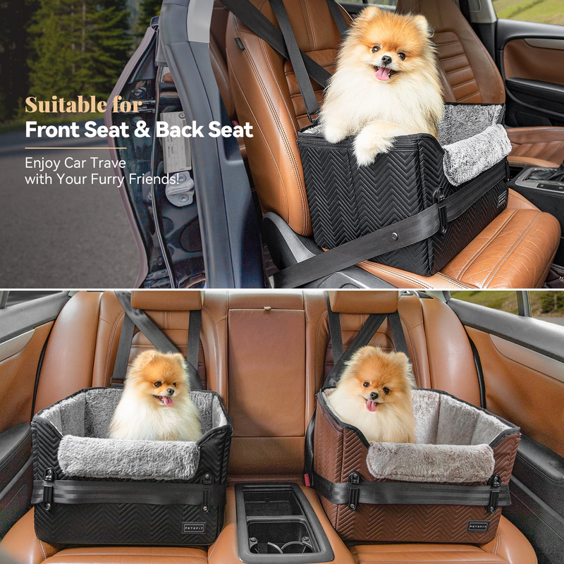 Dog Car Seat, Waterproof PU Leather Dog Carseat with Patent Safe Buckles, Clip O5