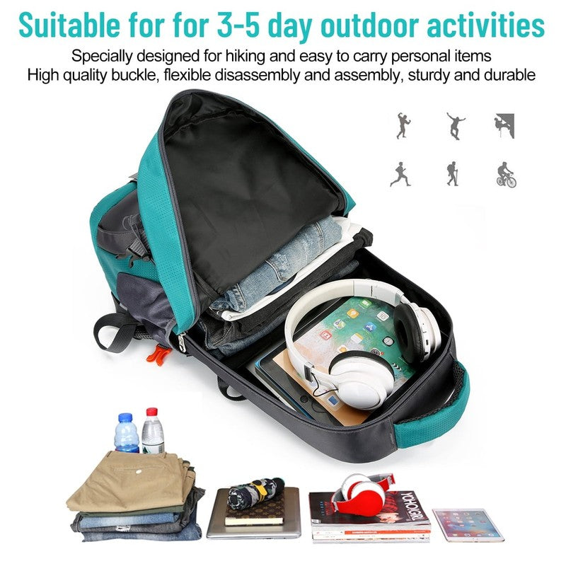60L Waterproof Hiking Backpack with Reflective Strips & Safety Whistle, Large Ca4