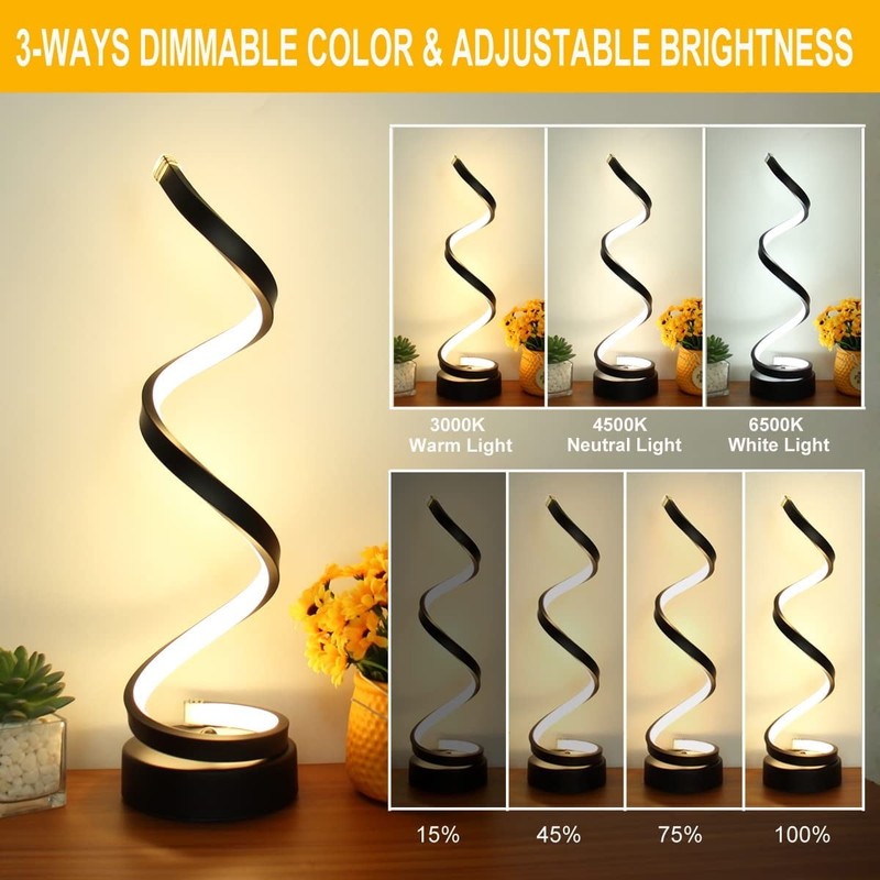 LED Table Lamp Modern Minimalist Dimmable 12W 3 Color Bedside Desk Black1