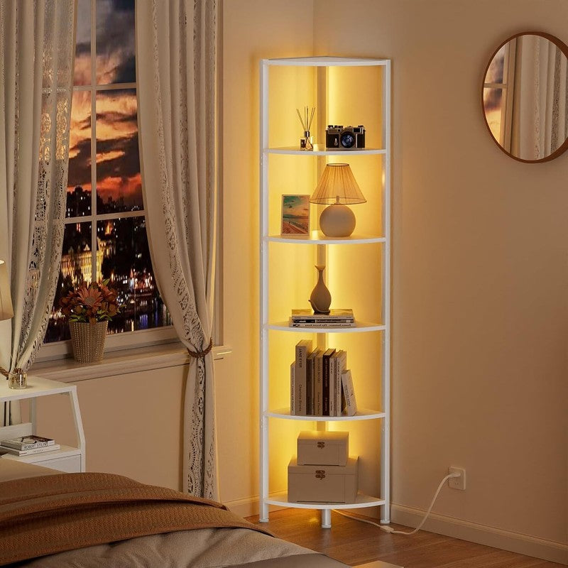 6 Tier Corner Shelf with LED Light, 67.5” Tall Standing Shelf Organizer Shelf2