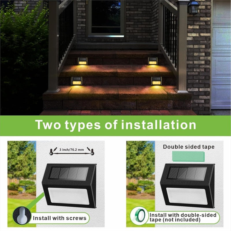 6 Pack Solar LED Lights for Steps, Decks & Pathways   Rainproof Black Metal2