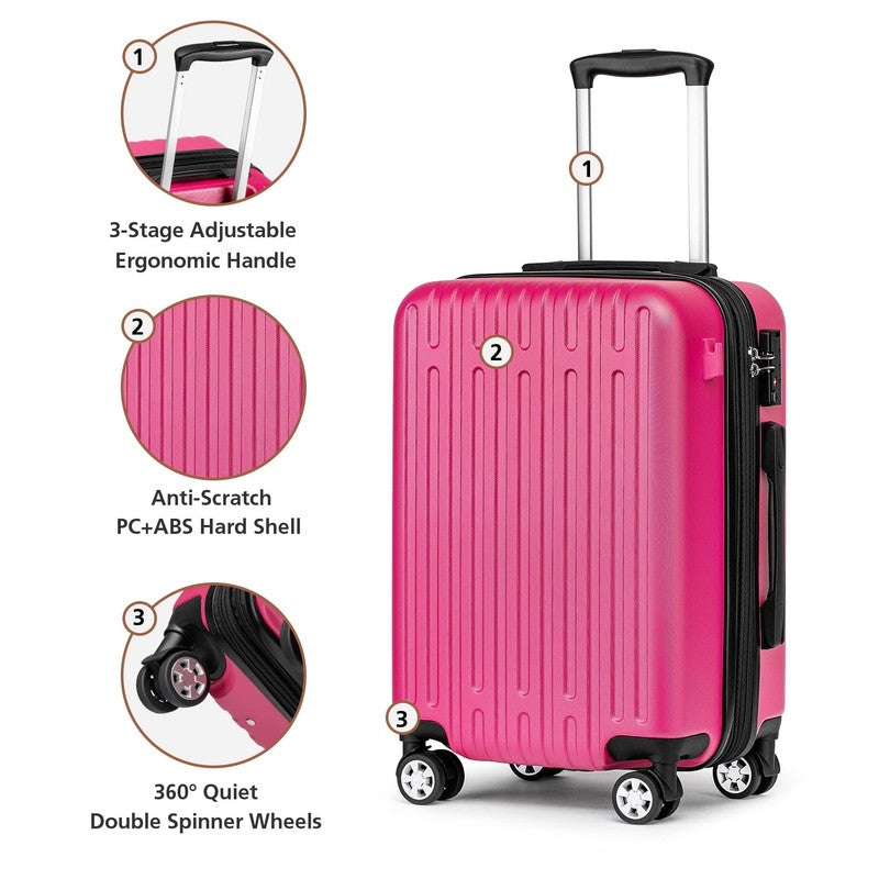 3 Piece 20" Expandable Carry On Luggage Set Duffel & Toiletry Bag Included5