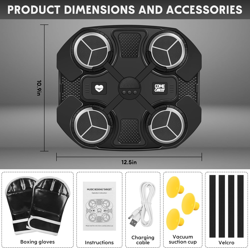 Music Boxing Machine Bluetooth Punching Target Wall Mount w/ Boxing Gloves4