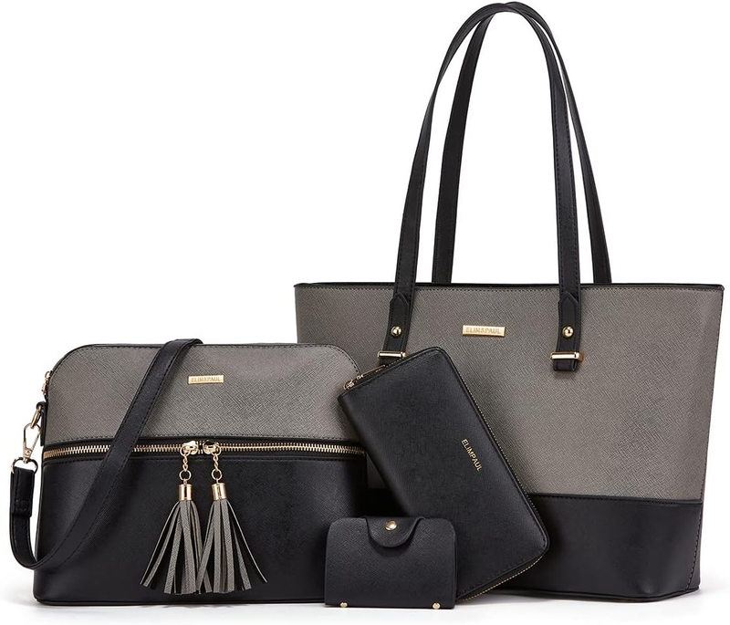 Women Fashion Synthetic Leather Handbag Set 4PCS Tote Shoulder Satchel Purse10