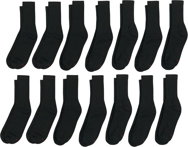 Men’s Double Tough Socks Crew Ankle Moisture Wicking Work Socks Black White1