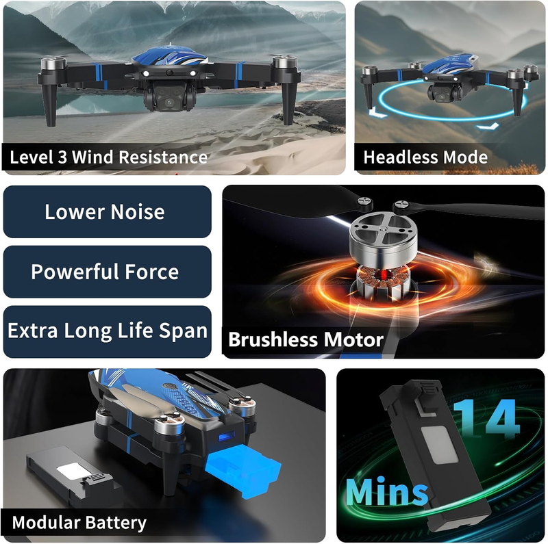 FPV Drone w/ Camera LCD Screen Brushless Motor Foldable RC Quadcopter4