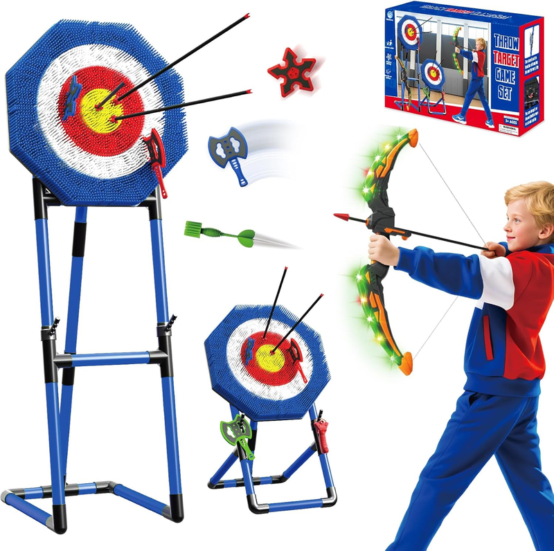 Axe Throwing Game Set Backyard Target Axes Ninja Stars Bow Arrow Family10