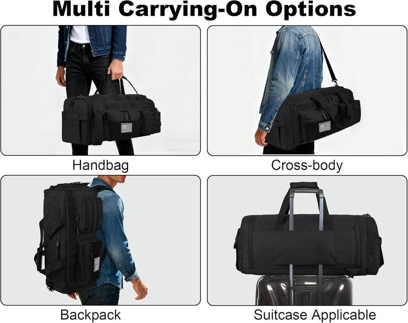 50L Tactical 3-in-1 Gym Duffle Backpack w/ Shoe Laptop MOLLE Black2