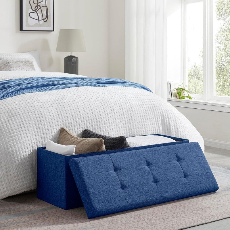 43'' Folding Storage Ottoman Bench Foot Rest Chest Bedroom Large Navy1