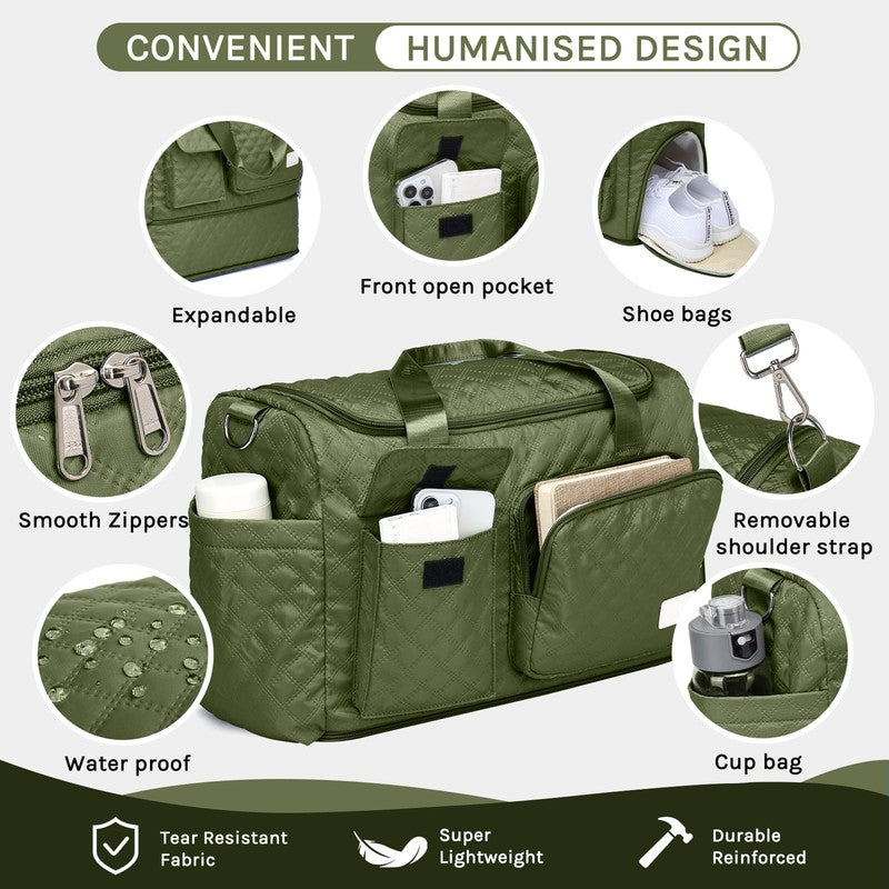 2-Piece Expandable Foldable Duffle Bag Set with Wet Pocket and Shoe Compartment,3