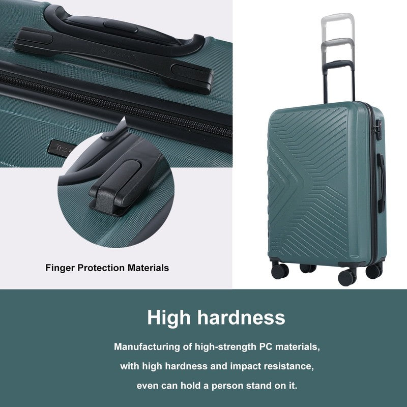 3Pc Hardside Luggage Set TSA Lock Spinner Wheels 20 24 28in Dark Green4