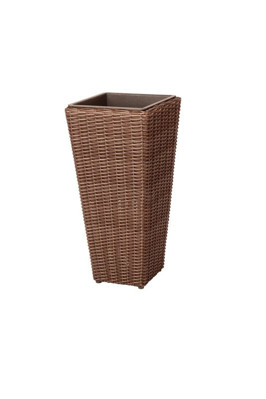 62501 Alto Wicker All Weather Planter Set with Liners Tall Plant Decor Box for O3