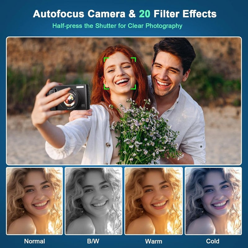 4K 48MP Digital Vlogging Camera Autofocus 16X Zoom +32GB SD Card3