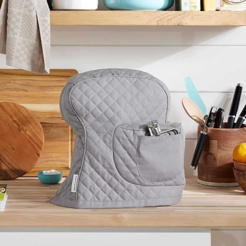 KitchenAid Tilt Head Stand Mixer Cover Quilted Cotton Storage Pocket Grey1