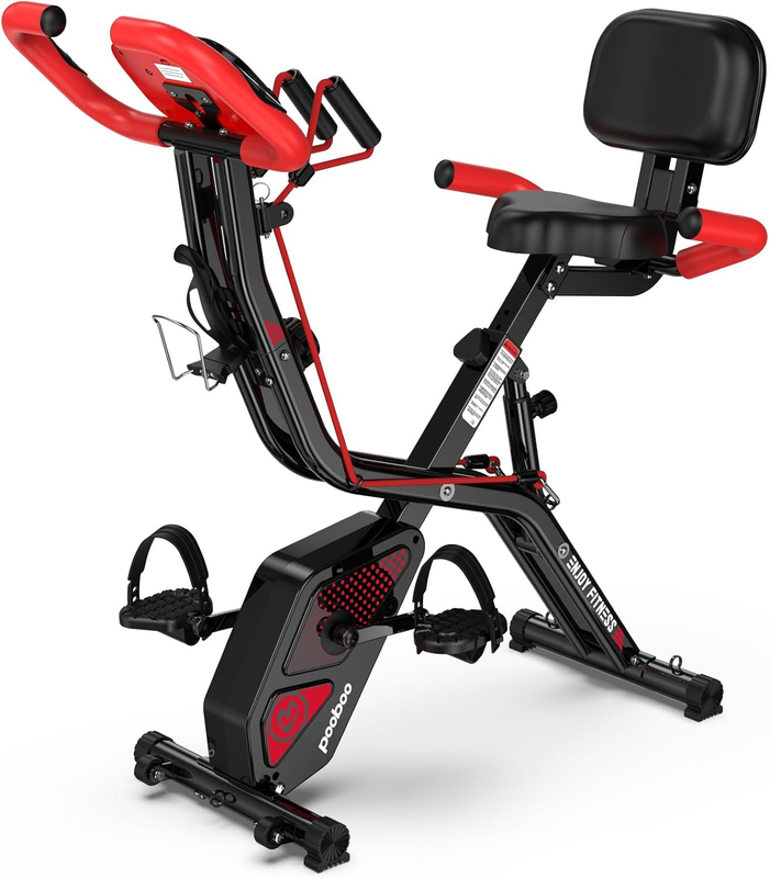 Folding Exercise Bike with Backrest, 8-Level Magnetic Resistance6
